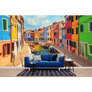 Colourful Houses Canal Venice Wallpaper Wall Mural