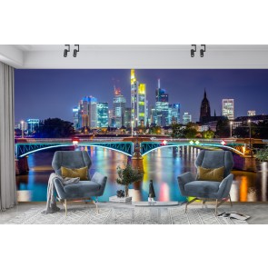 Frankfurt City Lights German Skyline Wallpaper Wall Mural