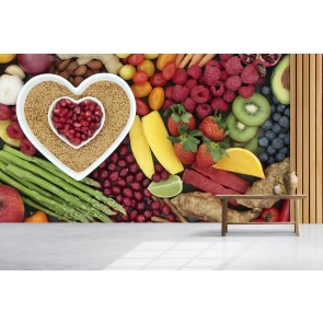 Healthy Living Fruit Heart Wallpaper Wall Mural