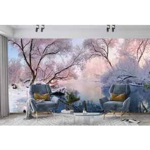 Frozen Winter Lake Wallpaper Wall Mural