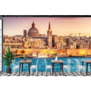 Cathedral Malta City Skyline Wallpaper Wall Mural