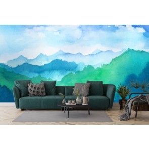 Mountain Landscape Watercolour Wallpaper Wall Mural
