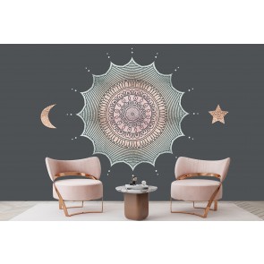 Mandala - Pink and Teal Wall Mural by Andrea Haase