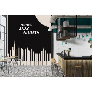 Jazz Nights - NYC - Black Wall Mural by Boris Draschoff