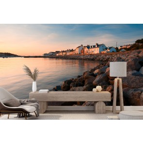 Instow Sea Wall Sunset Wall Mural by Andrew Wheatley