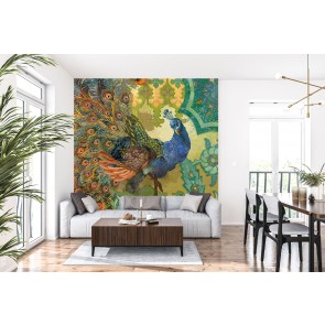 Peacock Prance Wall Mural by Evelia Designs