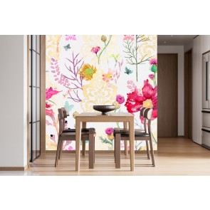 Cosmos Flowers Pattern Wall Mural by Evelia Designs