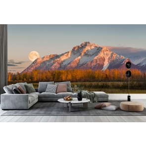 Pioneer Peak & Full Moon Rising Wall Mural by Design Pics - Danita Delimont