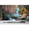 Autumn Woods Waterfall Wallpaper Wall Mural