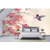 Pink Flower Hummingbird Wallpaper Wall Mural