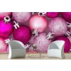 Pink Baubles Christmas Wallpaper Wall Mural