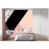 Pink Abstract Black White Shapes Wallpaper Wall Mural