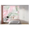 Palm Tree Leaves Pink & Green Wallpaper Wall Mural