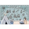 Blue Pirate Map Caribbean Sea Wallpaper Wall Mural