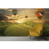 Hot Air Balloon Sunset Green Hills Wallpaper Wall Mural