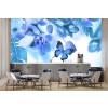 Blue Orchid Flower Butterfly Wallpaper Wall Mural