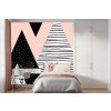 Pink Black Geometric Abstract Landscape Wallpaper Wall Mural