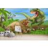 T-Rex & Triceratops Dinosaur Attack Wallpaper Wall Mural
