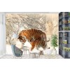 Tiger & Cub In Winter Snow Wallpaper Wall Mural