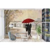 Romantic Paris - Red Umbrella Wall Mural by Julia Purinton