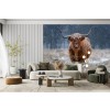 Snowy Highland cow Wall Mural by Richard Guijt