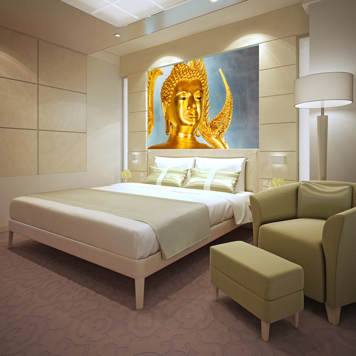 Goldene Buddha Statue Fototapete Religion Tapete Schlafzimmer Foto