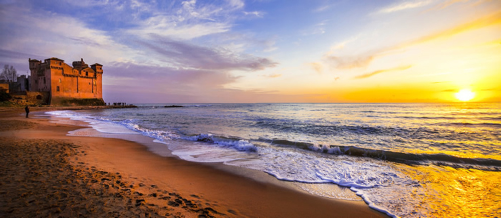 Sonnenuntergang Strand Panorama Fototapete Schloss Italien Tapete Schlafzimmer Foto-Dekor Sonnenuntergang Strand Panorama Fototapete Schloss Italien Tapete Schlafzimmer Foto-Dekor