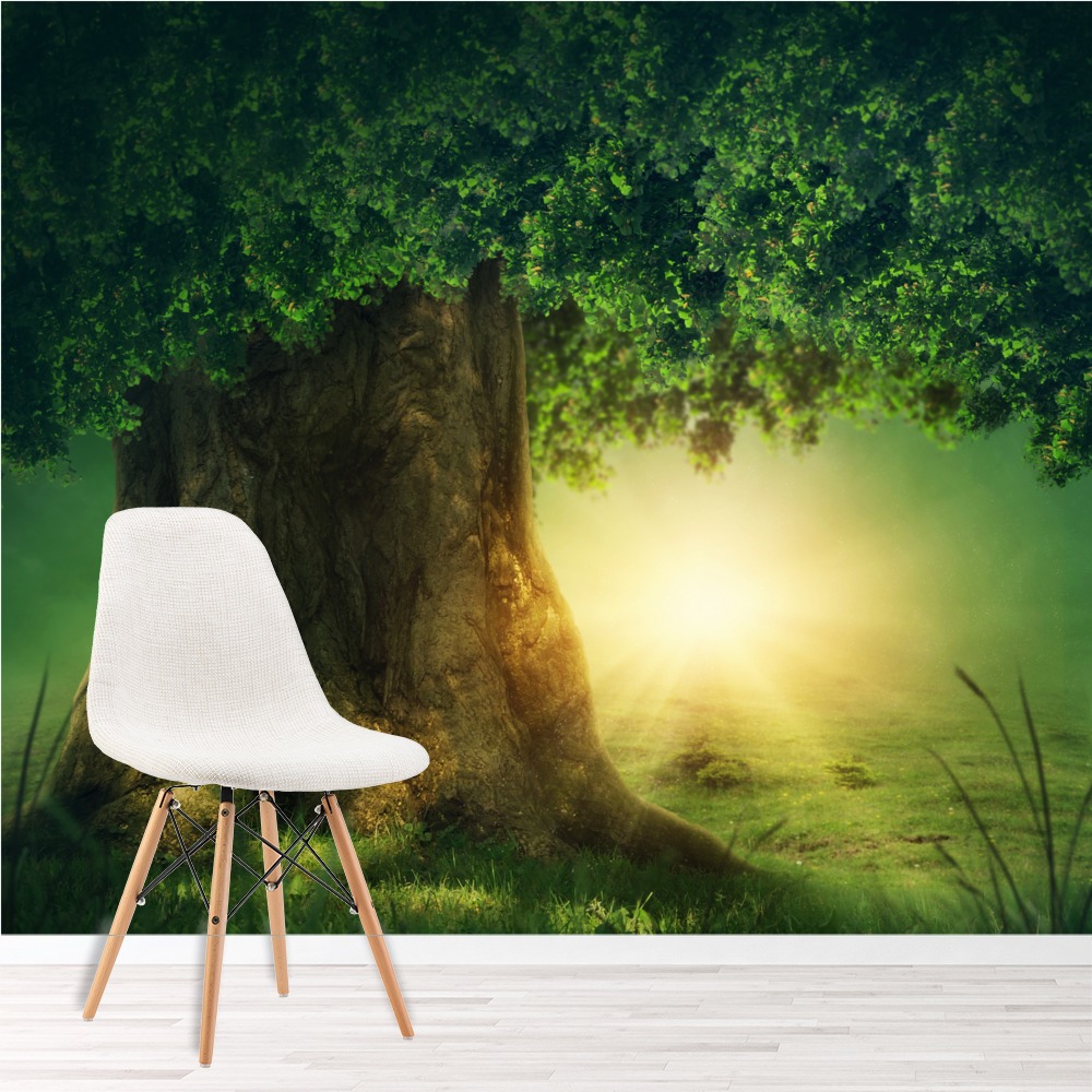 Enchanted Green Tree Wallpaper Wall Mural