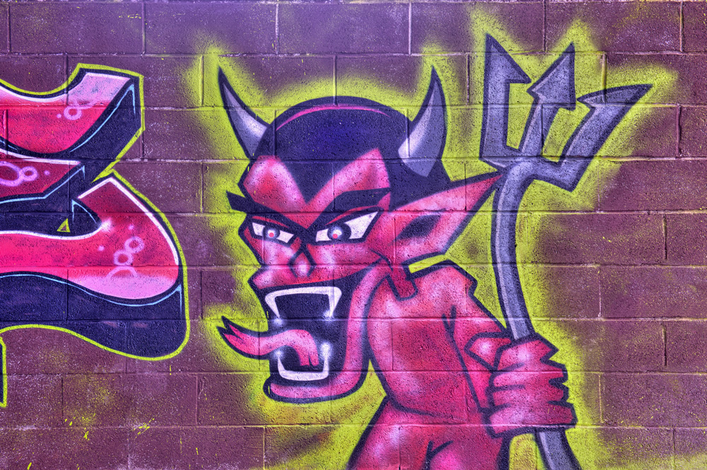 Graffiti Devil Street Art Wallpaper Wall Mural