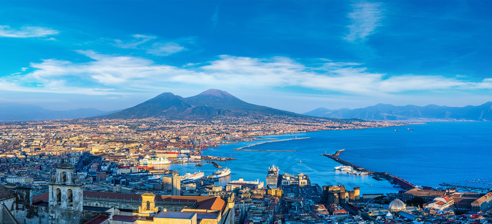 Napoli City Skyline Volcano Italy Wallpaper Wall Mural