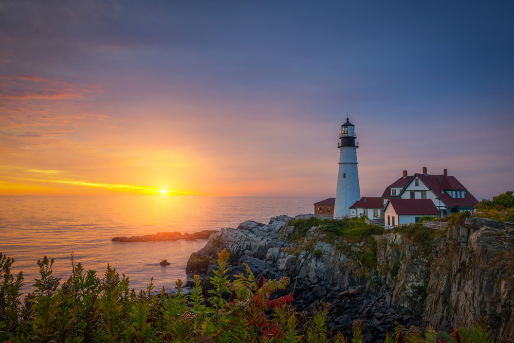 Lighthouse Sunrise Wallpaper Wall Mural