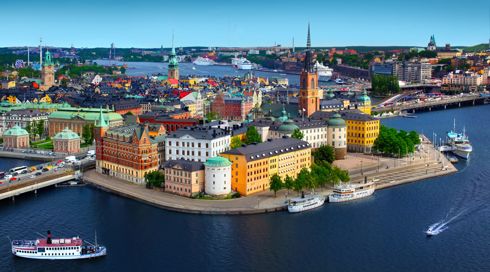 Colourful Stockholm City Sweden Wallpaper Wall Mural