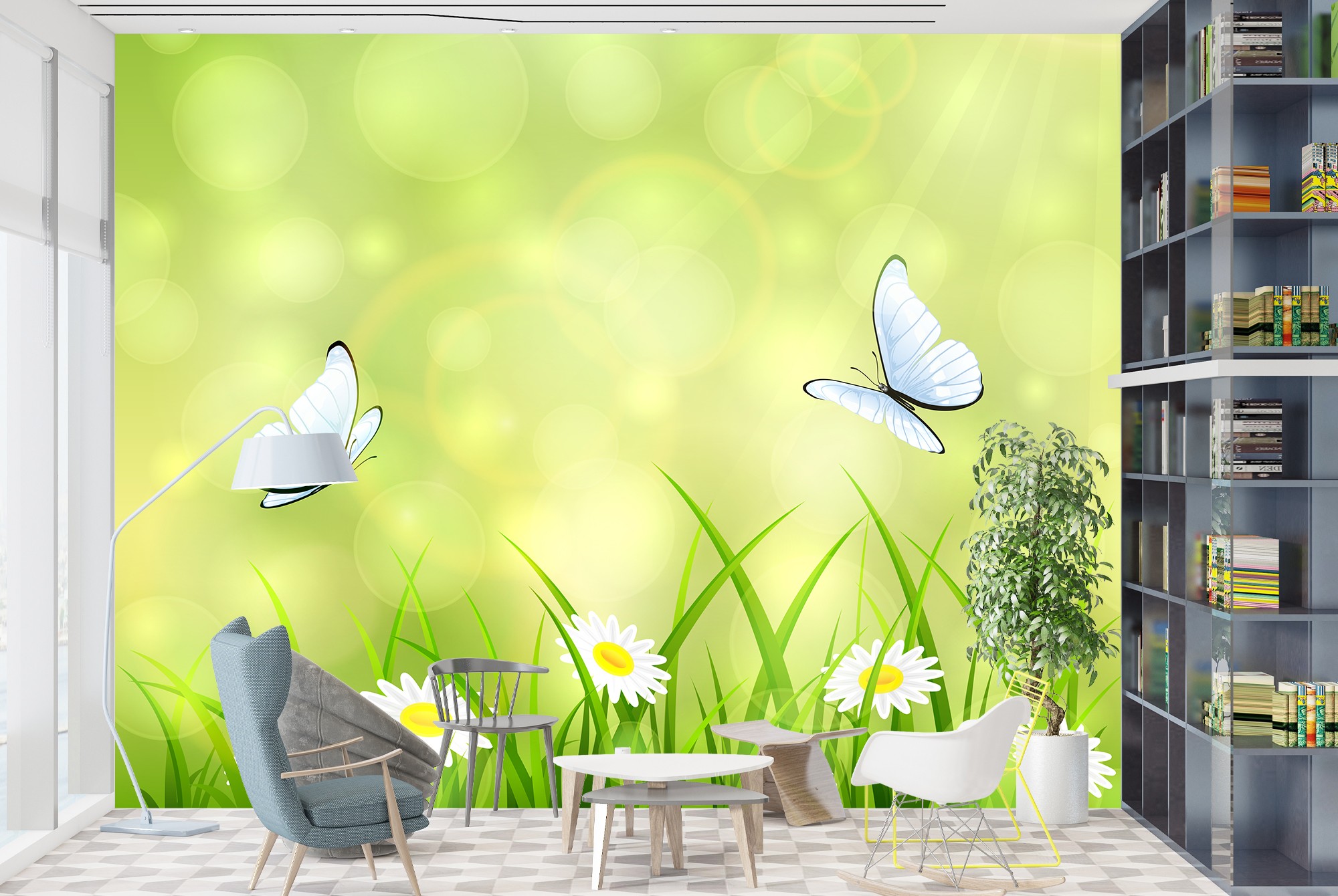 Schmetterling Fototapete Gänseblümchen Tapete Mädchen ... Eine fototapete kinderzimmer ist da genau das richtige.