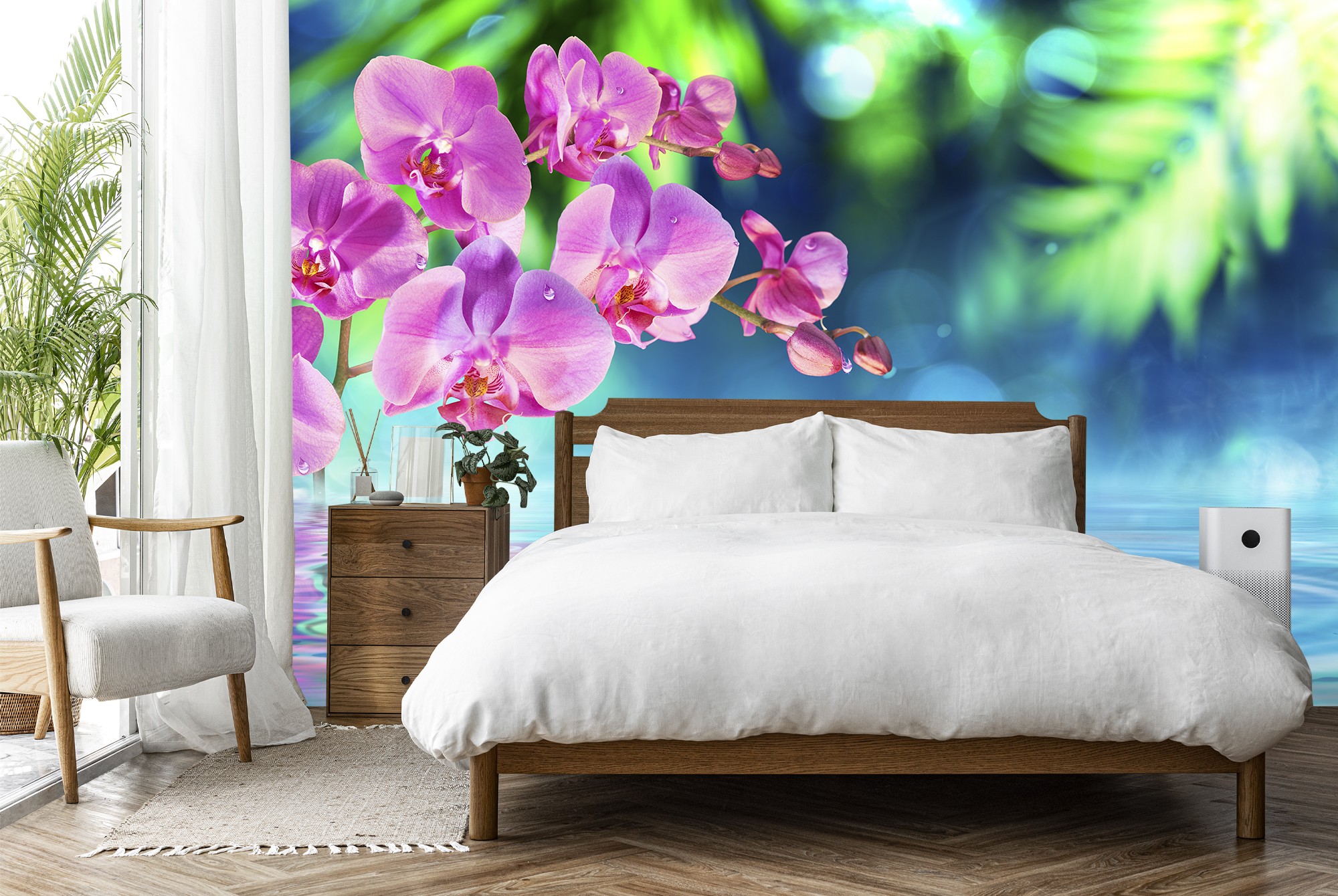 Rosa Orchidee Blume Fototapete Blaues Wasser Tapete Spa Schlafzimmer Foto Inneneinrichtungen