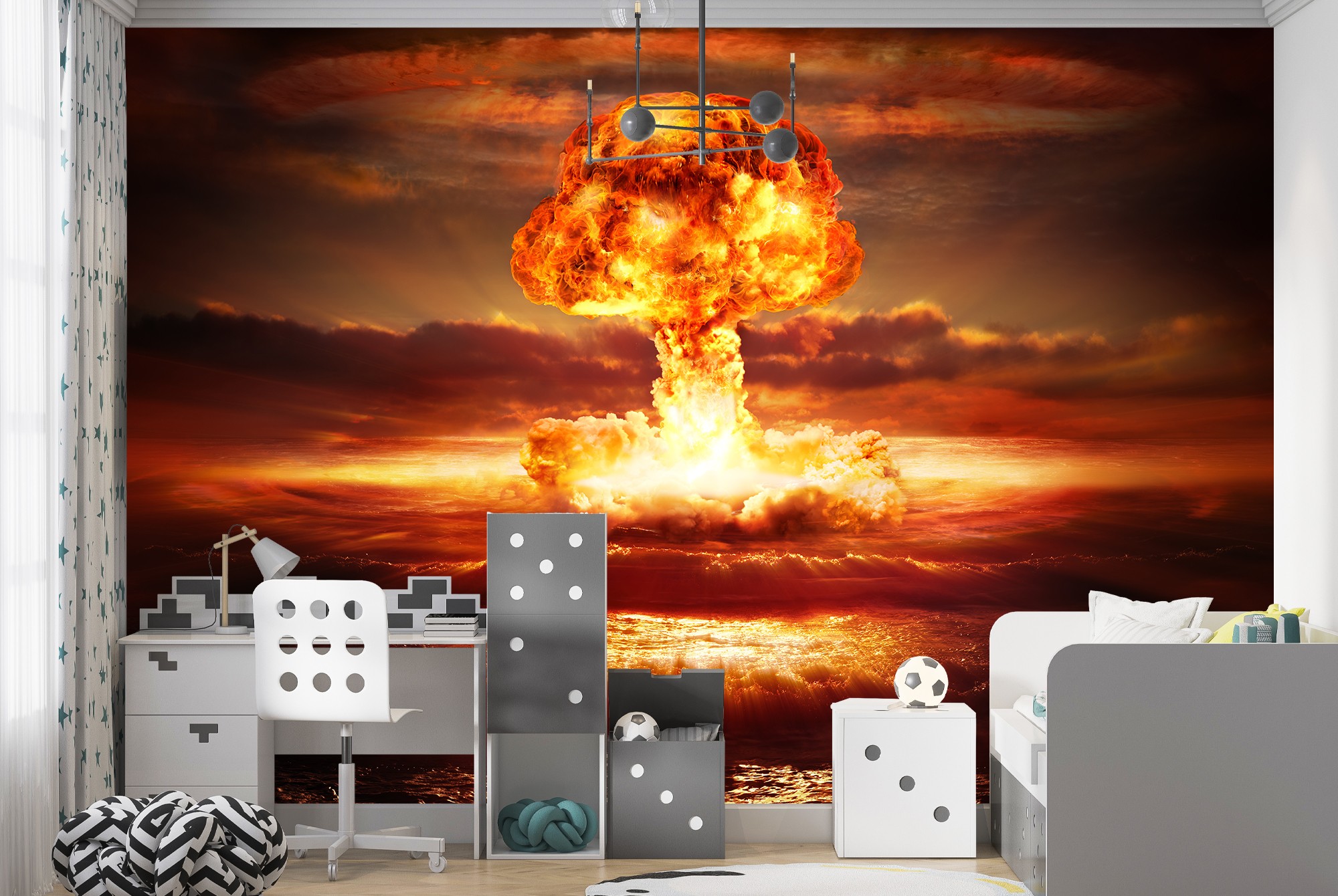 Nukleare Atombombe Explosion 3D Magic Fenster Wandbild Selbstklebendes Vinyl V1 