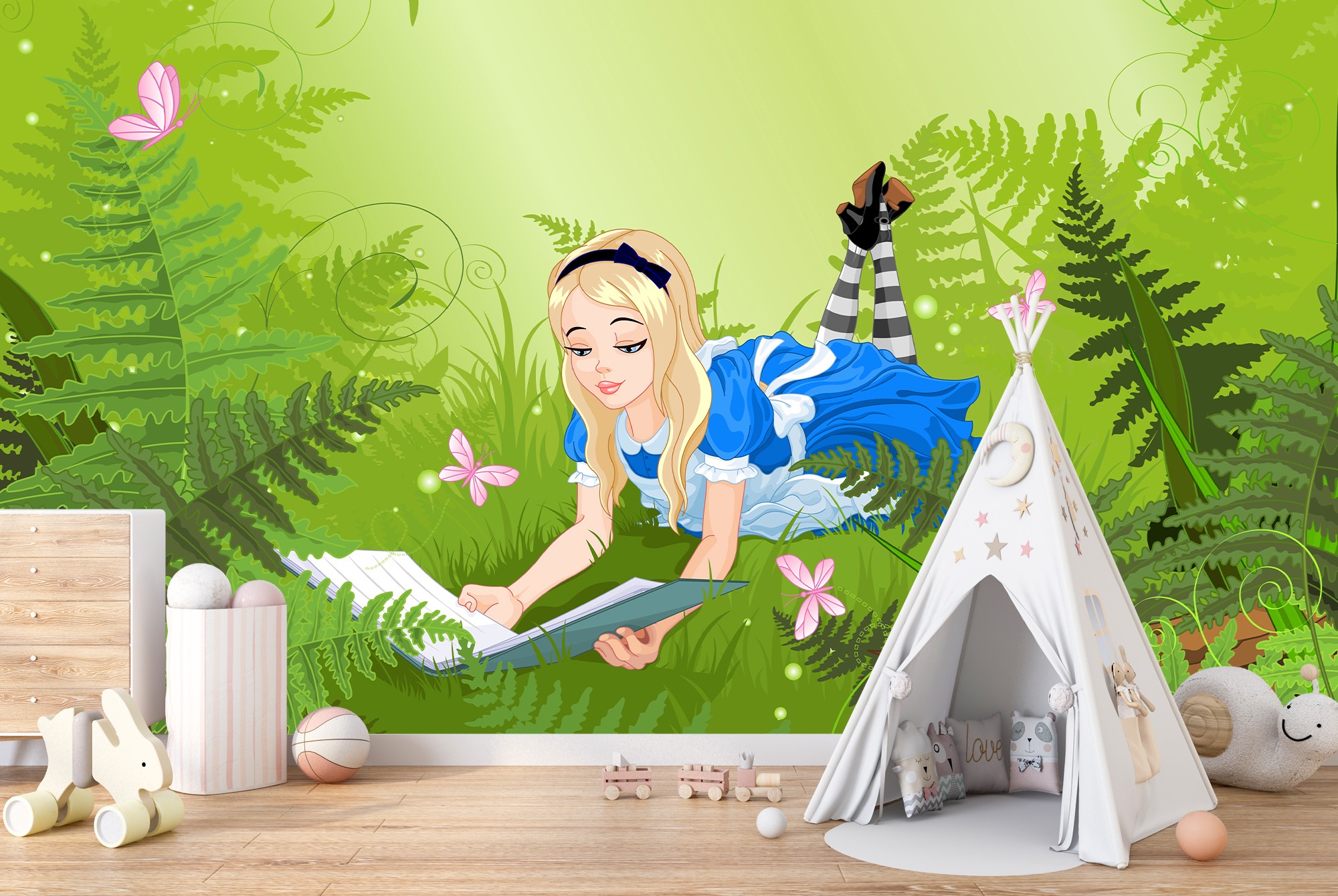 Alice im Wunderland Fototapete Märchen Tapete Mädchen Schlafzimmer Foto