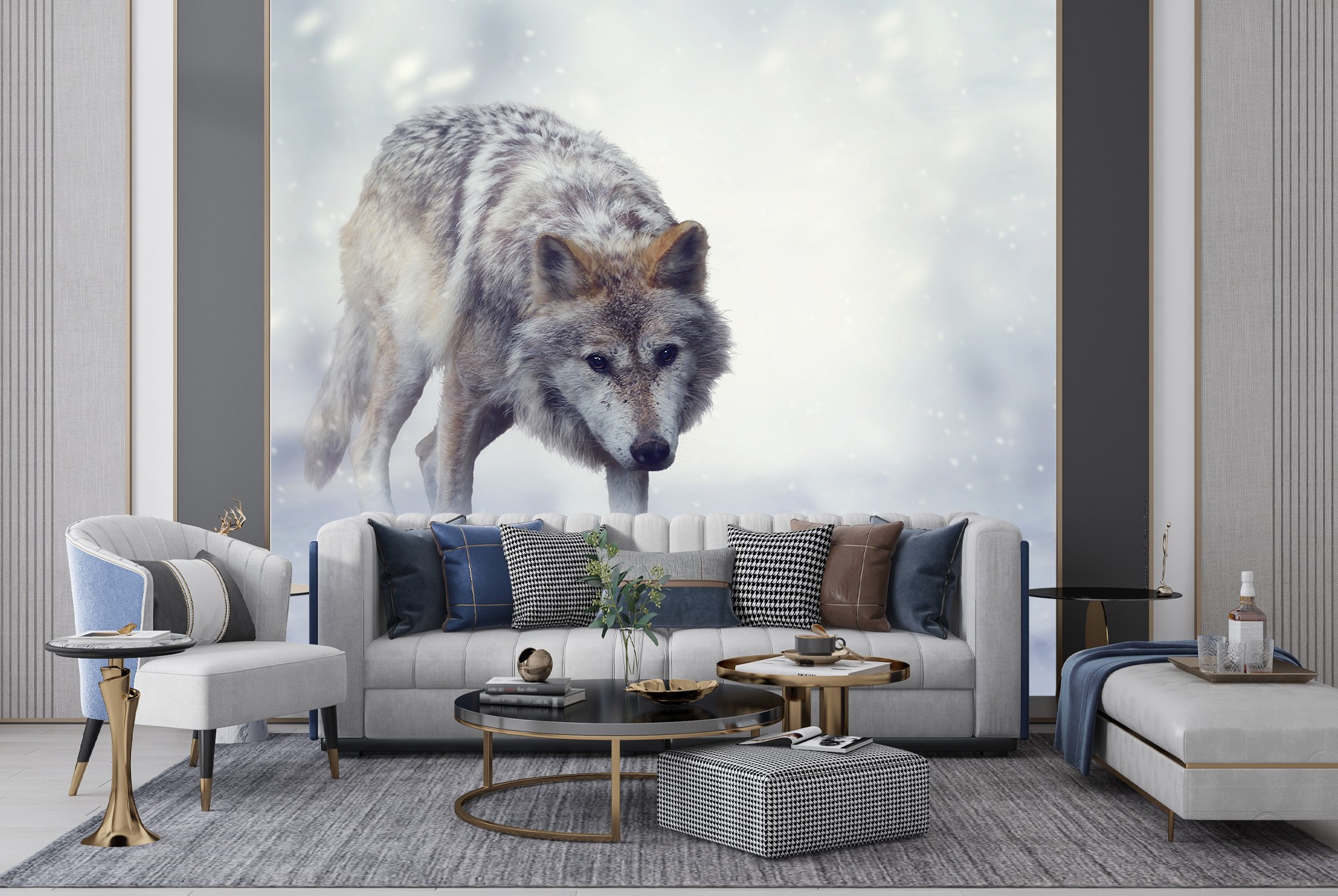 grauer Wolf Fototapete Winterweiß Tapete Wohnzimmer Schlafzimmer Foto  Inneneinrichtungen, image size:2000x1340