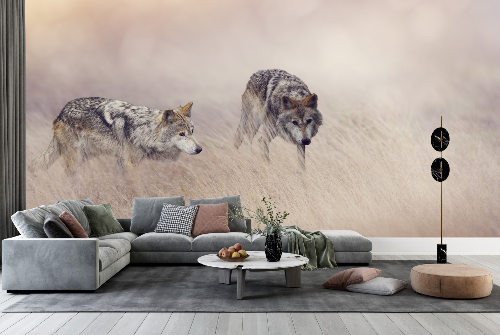 grauer Wolf Fototapete Tierlandschaft Tapete Wohnzimmer Schlafzimmer