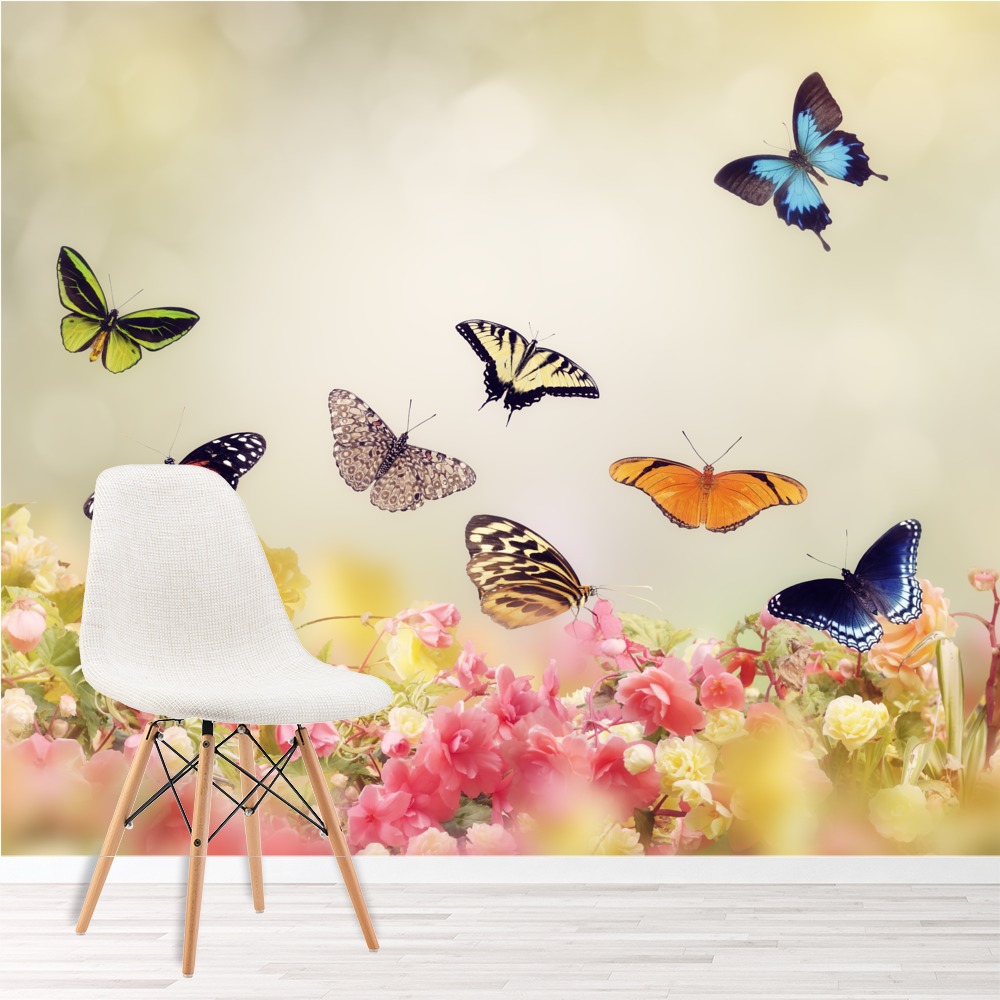 Blumenschmetterling Fototapete Pinke Blume Tapete Mädchen ...