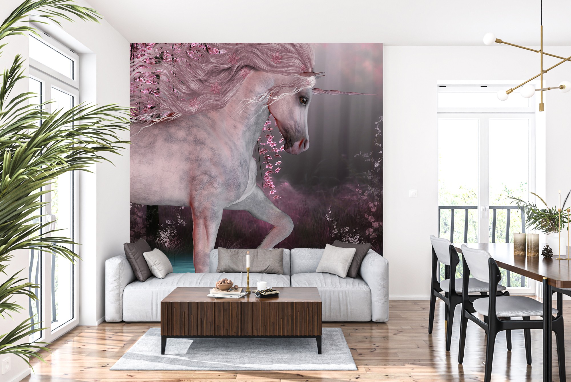 Blossom Forest Unicorn Wallpaper Wall Mural