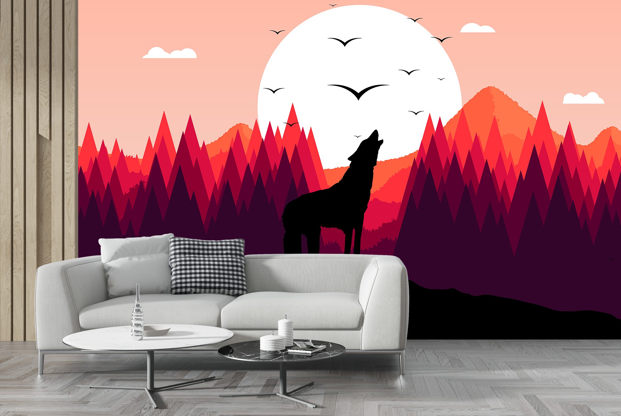 Howling Wolf Mountain Landscape Wallpaper Wall Mural, image size:2000x1340