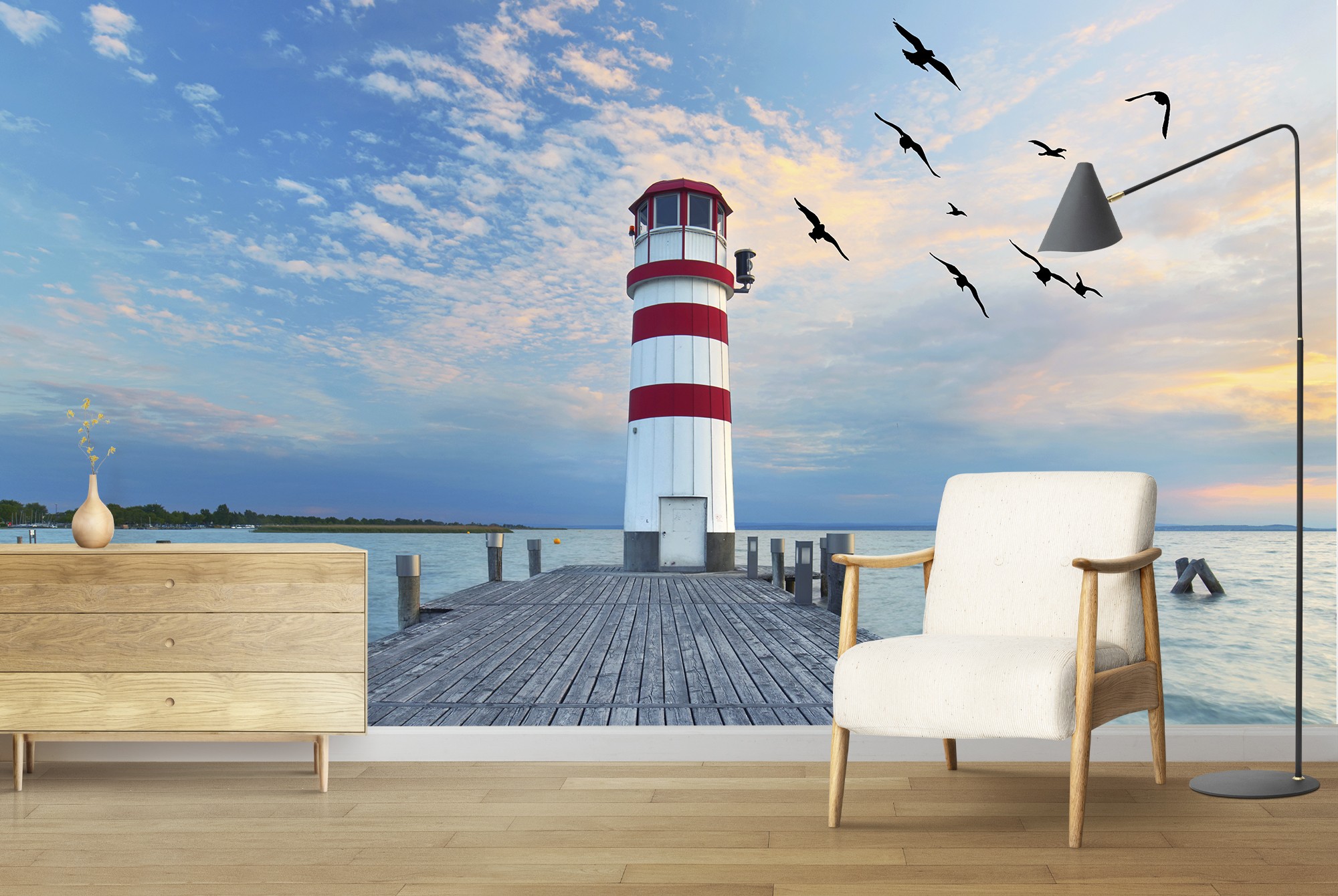 Ocean Lighthouse Blue Seascape Wallpaper Wall Mural