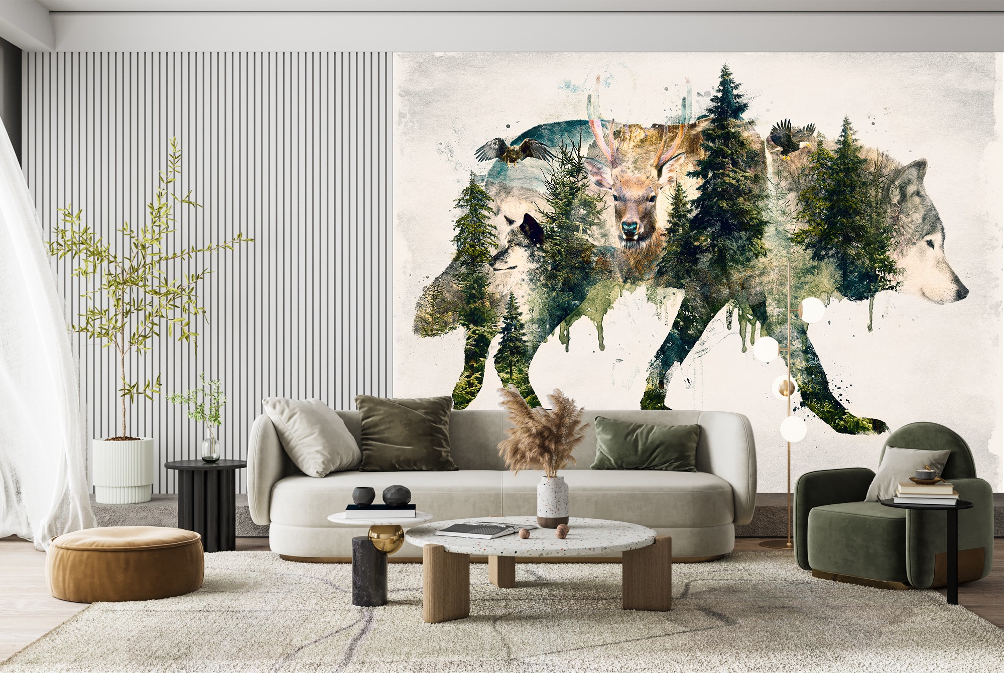 Gehen Sie mit Wölfen Wandgemälde von Barrett Biggers, image size:2000x1340