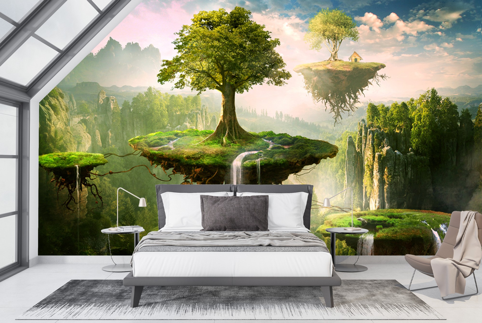 Schwimmende Inseln Wandgemälde von Elena Dudina, image size:2000x1340