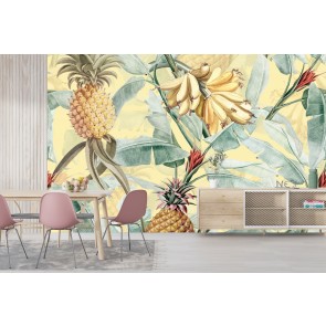 Vintage Bananenblätter Dschungelgelb Wandgemälde von Uta Naumann