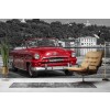 Vintages rotes Auto Fototapete Schwarz-Weiss Tapete Kuba Foto Inneneinrichtungen