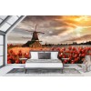 Rote Tulpe Blumen Fototapete Windmühle Tapete Wohnzimmer Schlafzimmer Foto-Dekor