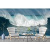 Ozean-Brandung Fototapete Riesen-blaue Welle Tapete Sport Schlafzimmer Foto Inneneinrichtungen