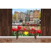 Rote Blumen Fototapete Amsterdam Stadt Tapete Schlafzimmer Büro Foto-Dekor