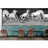 Galloping Horses Black And White Wallpaper Wall Mural